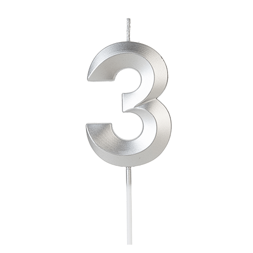 VELA DESIGN PRATA NUMERO 3 SILVER PLASTIC