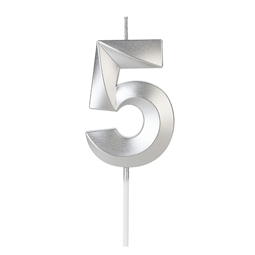 VELA DESIGN PRATA NUMERO 5 SILVER PLASTIC
