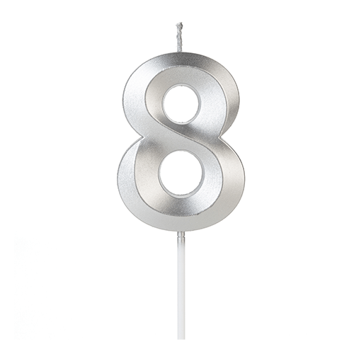 VELA DESIGN PRATA NUMERO 8 SILVER PLASTIC