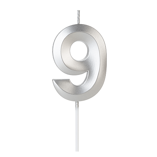 VELA DESIGN PRATA NUMERO 9 SILVER PLASTIC