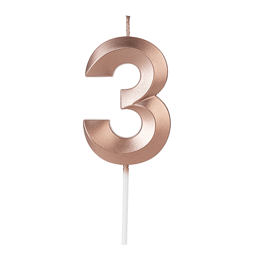 VELA DESIGN ROSE GOLD NUMERO 3 SILVER PLASTIC