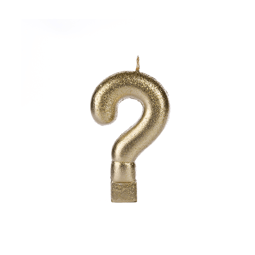 VELA DOURADA GLITTER INTERROGACAO SILVER PLASTIC