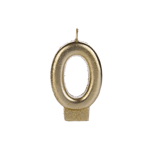 VELA DOURADA GLITTER NUMERO 0 SILVER PLASTIC