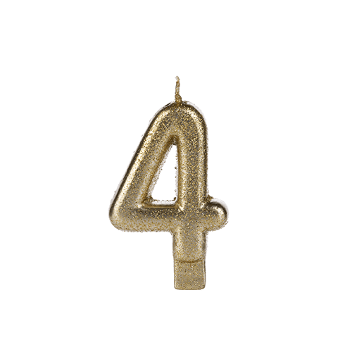 VELA DOURADA GLITTER NUMERO 4 SILVER PLASTIC