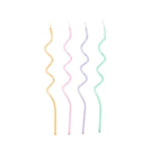 VELA ESPIRAL CANDY COLORS C/4UN SILVER PLASTIC