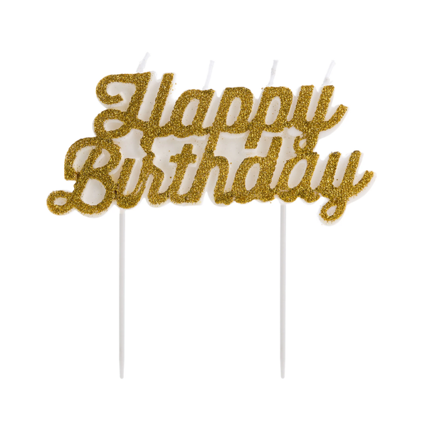 VELA HAPPY BIRTHDAY DOURADA BRANCO SILVER PLASTIC