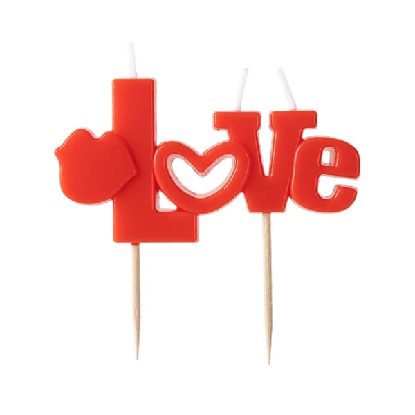 VELA LOVE VERMELHA SILVER PLASTIC