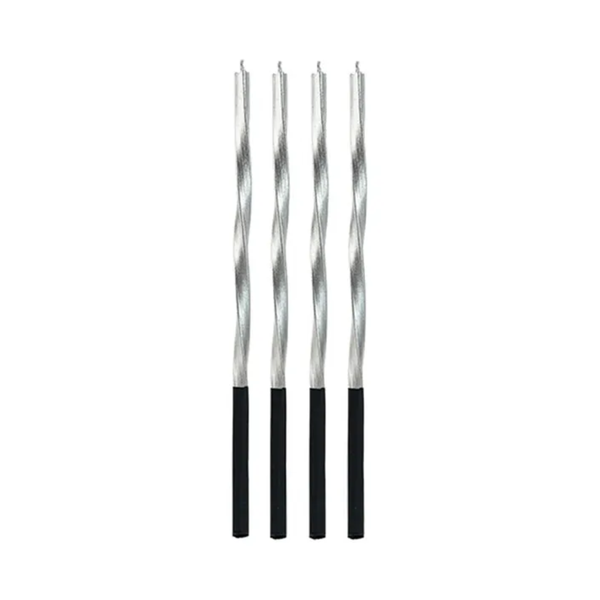 VELA METALIZADA TORCIDA PRATA 15CM C/4UN SILVER PL