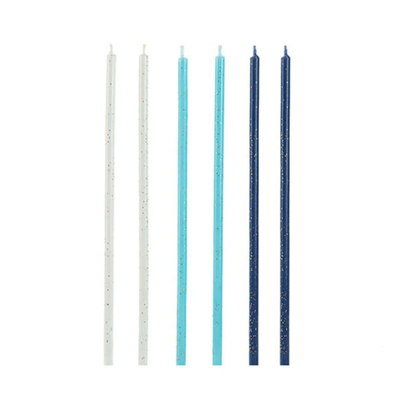 VELA PALITO AZUL E BRANCA 15CM C/6UN SILVER PLASTI