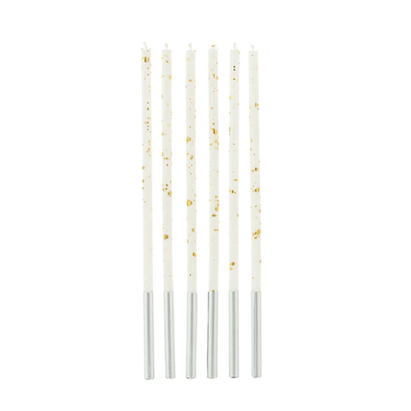 VELA PALITO GIG. BRANCA C/ DOURADO 17CM C/6UN SILV