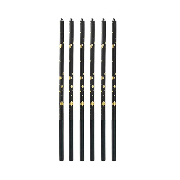 VELA PALITO GIG. PRETA C/ DOURADO 17CM C/6UN SILVE