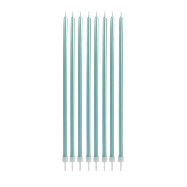 VELA PALITO GIGANTE METALIZADA AZUL SILVER PLASTIC