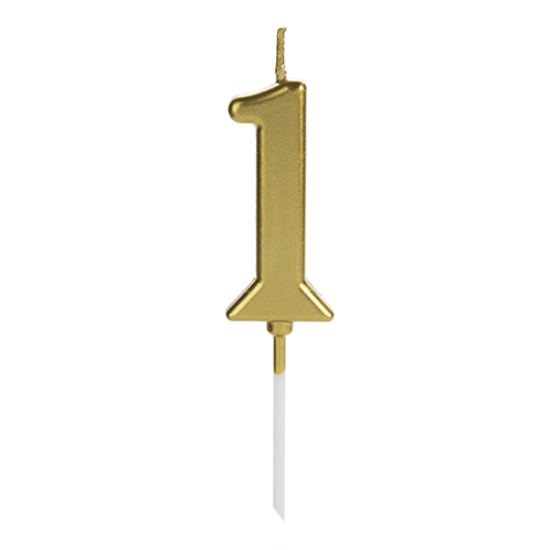VELA PICK DOURADA NUMERO 1 SILVER PLASTIC