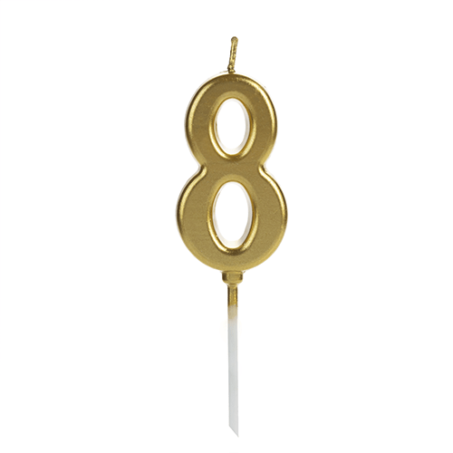 VELA PICK DOURADA NUMERO 8 SILVER PLASTIC