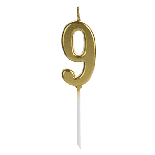 VELA PICK DOURADA NUMERO 9 SILVER PLASTIC