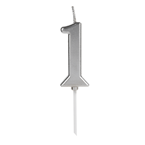 VELA PICK PRATA NUMERO 1 SILVER PLASTIC