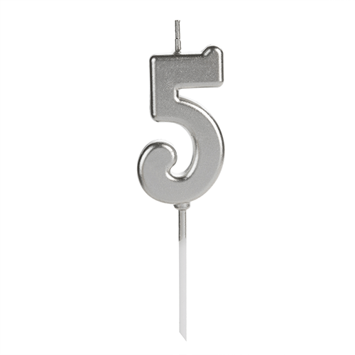 VELA PICK PRATA NUMERO 5 SILVER PLASTIC
