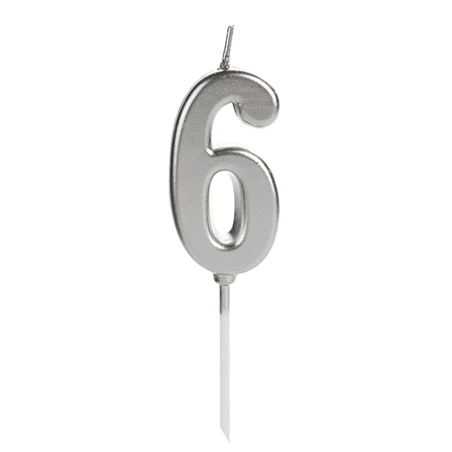 VELA PICK PRATA NUMERO 6 SILVER PLASTIC