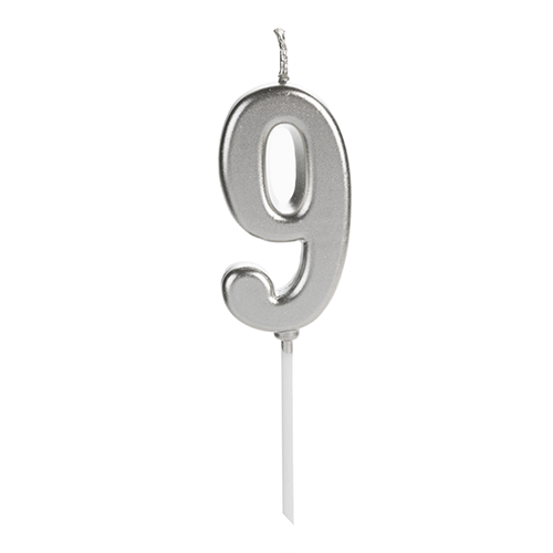VELA PICK PRATA NUMERO 9 SILVER PLASTIC