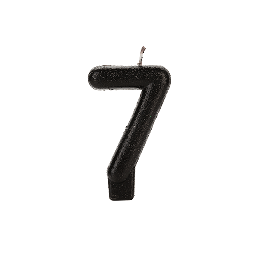 VELA PRETA GLITTER NUMERO 7 SILVER PLASTIC