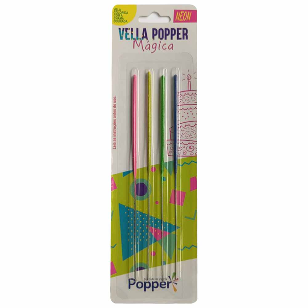 VELLA MAG. PLT NEON CHAMA DO. 15CM C/4UN POPPER