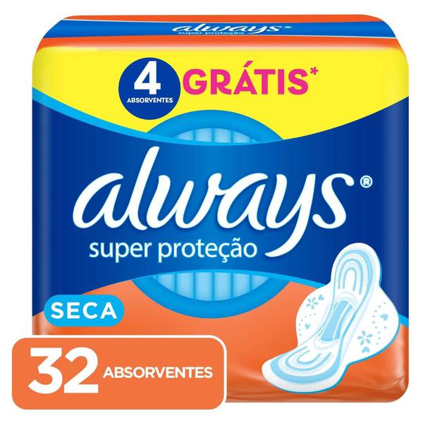 ABSORVENTE ALWAYS SUPER PROTEÇÃO 32UND SECA COM ABAS