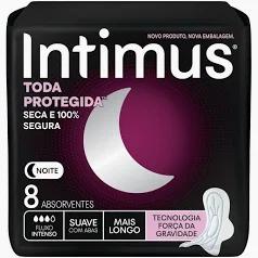 ABSORVENTE INTIMUS NOTURNO 8UND COBERTURA SECA COM ABAS