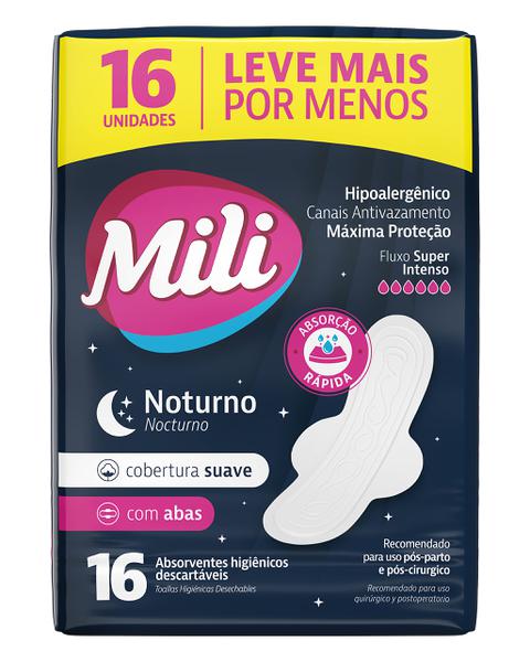ABSORVENTE MILI NOTURNO SUAVE 16UND