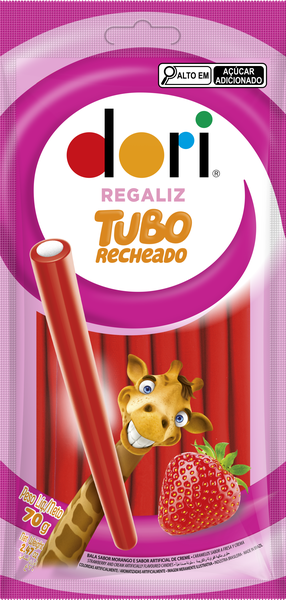 BALA DORI 170G TUBO RECHEADO MORANGO