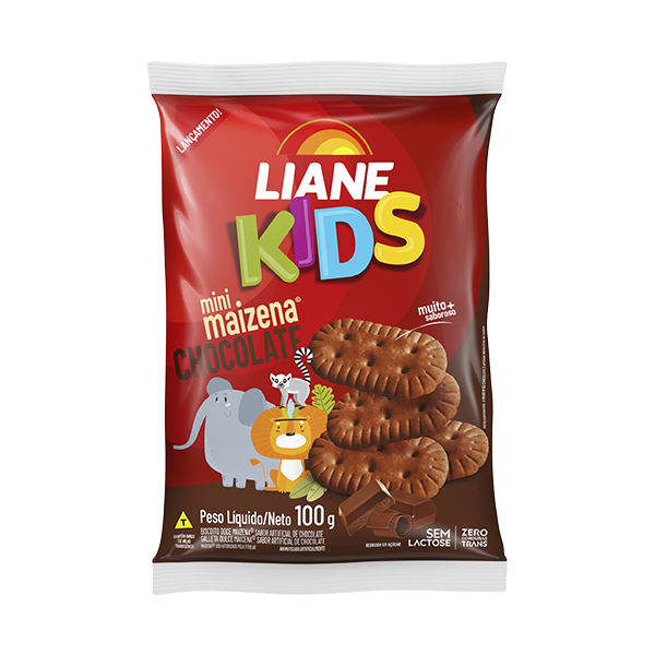 BISCOITO LIANE KIDS 100G MINI MAIZENA CHOCOLATE
