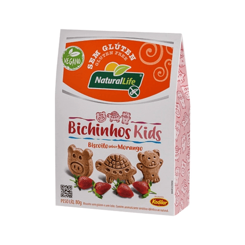 BISCOITO NATURALLIFE KIDS 80G SEM GLUTEN MORANGO