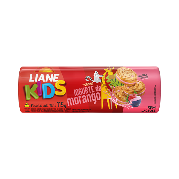 BISCOITO RECHEADO LIANE 115G SEM LACTOSE IOGURTE DE MORANGO