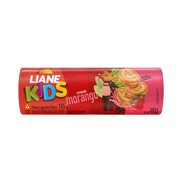BISCOITO RECHEADO LIANE 115G SEM LACTOSE MORANGO