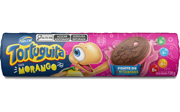 BISCOITO RECHEADO TORTUGUITA 120G MORANGO