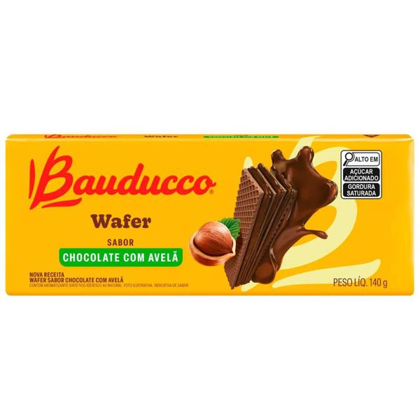 BISCOITO WAFER BAUDUCCO 140G CHOCOLATE COM AVELÃ
