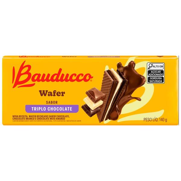 BISCOITO WAFER BAUDUCCO 140G TRIPLO CHOCOLATE