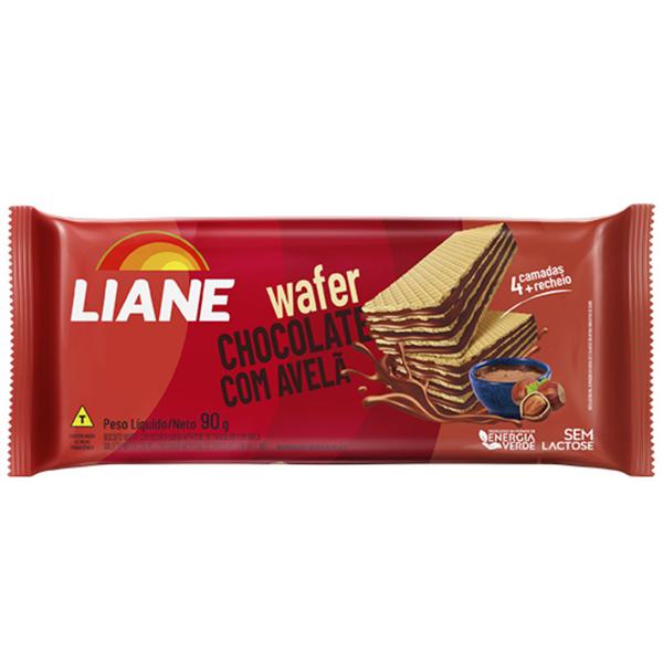 BISCOITO WAFER LIANE 90G CHOCOLATE C/ AVELÃ SEM LACTOSE