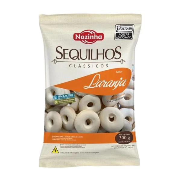 BISCOTIO SEQUILHOS NAZINHA 300G LARANJA
