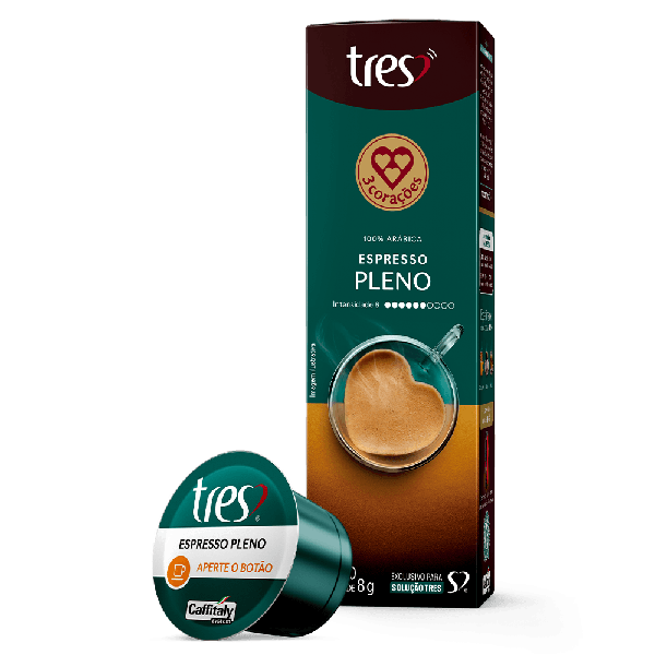 CÁPSULAS TRÊS CORAÇÕES 80G ESPRESSO PLENO
