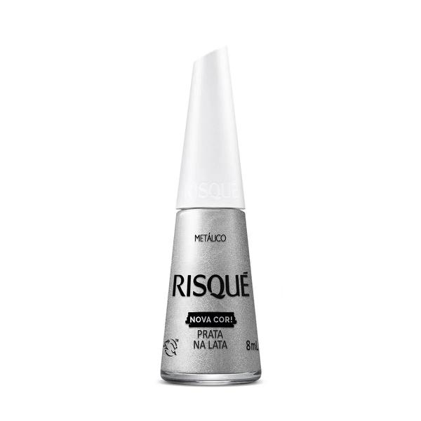 ESMALTE RISQUE 8ML METALICO PRATA LATA