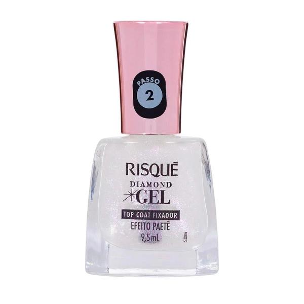 ESMALTE RISQUE GEL 9,5ML TOP COAT FIXADOR EFEITO PAETÊ