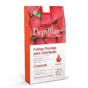 FOLHAS DEPILATORIA DEPILFLAX MORANGO 24 UND