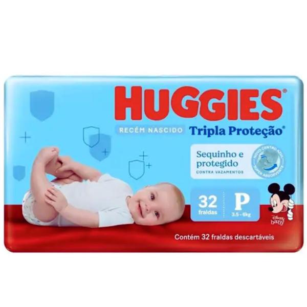 FRALDA HUGGIES TRIPLA AÇÃO RECÉM NASCIDO P 32UND