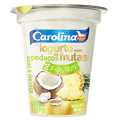 IOGURTE CAROLINA 450G PEDAÇO ABACAXI E COCO