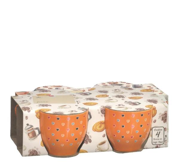 JOGO COM 04 CANECA 76 ML PARIS DEC CORACAO COLOR