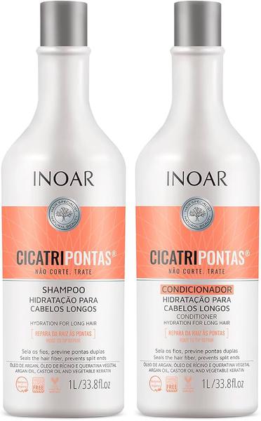 KIT INOAR CICATRIPONTAS 1L PARA CABELOS LONGOS