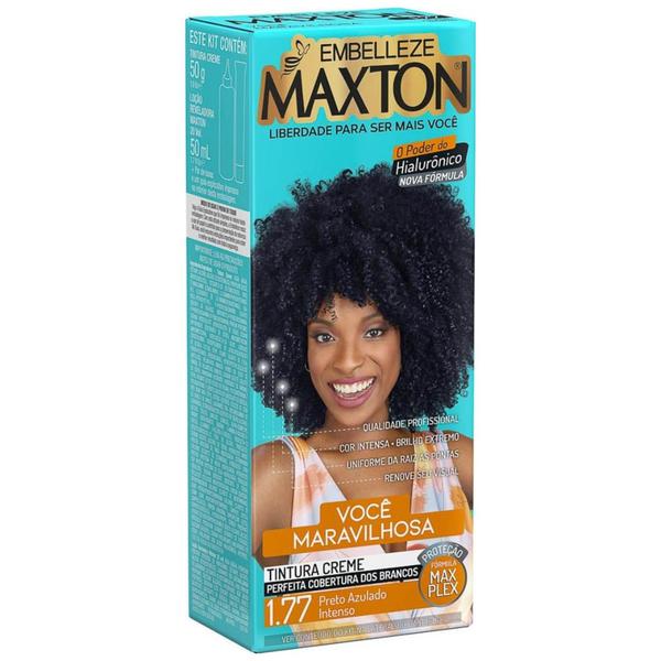 KIT TINTA MAXTON 50G BISNAGA 1.77 PRETO AZULADO INTENSO