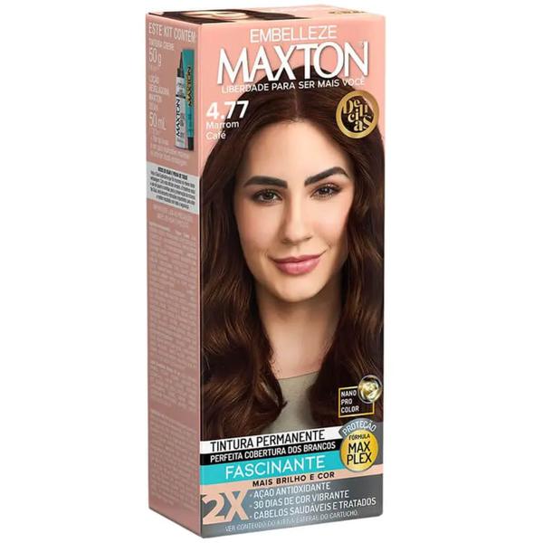KIT TINTA MAXTON 50G BISNAGA 4.77 MARROM CAFÉ