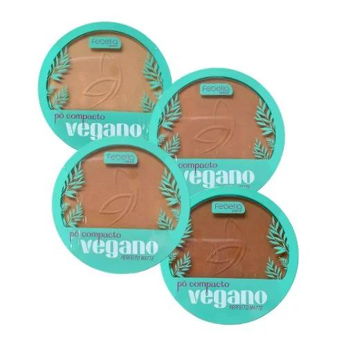 PÓ COMPACTO VEGANO FEBELLA EFEITO MATTE CORES