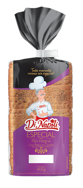 PÃO INTEGRAL DINAPOLI 500G ZERO UVA PASSAS